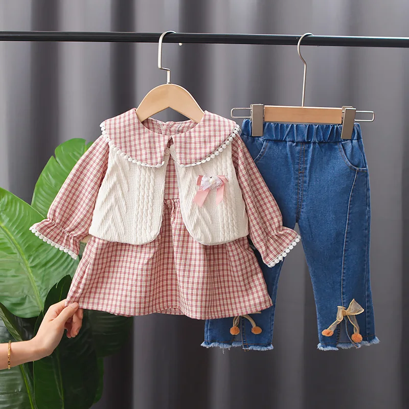 Girls Clothes Spring New Toddler Girl Outfits Baby Girl Set Kids Clothing Three Piece Suit Dress Vest and Jeans 1 3 5 Years Old
Girls Clothes Spring New Toddler Girl Outfits Baby Girl Set Kids Clothing Three Piece Suit Dress Vest and Jeans 1 3 5 Years Old