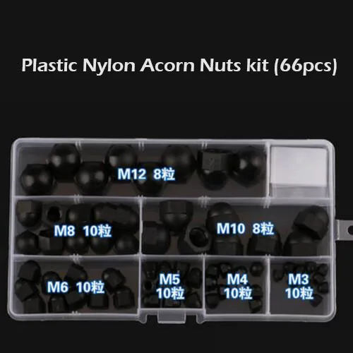 WHUZF Free Shipping Acorn Nuts 66pcs/lot M3/M4/M5/M6/M8/M10/M12 Black Plastic Nylon Cap Nuts kit Decorative Plastic Nut
WHUZF Free Shipping Acorn Nuts 66pcs/lot M3/M4/M5/M6/M8/M10/M12 Black Plastic Nylon Cap Nuts kit Decorative Plastic Nut