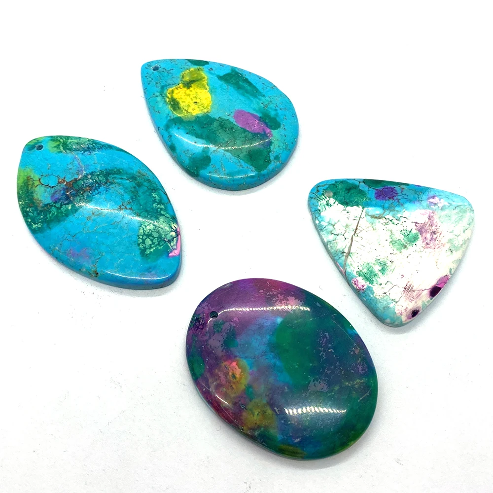 

Natural Stone Colored Agate Charms for Jewelry Making DIY Necklace Earrings Reiki Gem Triangle Marquise Shape Pendants 5pcs