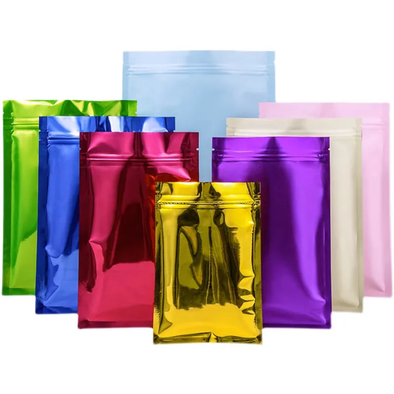 

100PCS Flat Glossy Matte Aluminum Foil Ziplock Bag Heat Sealing Coffee Sugar Snack Salt Spice Tea Resealable Packaging Pouches