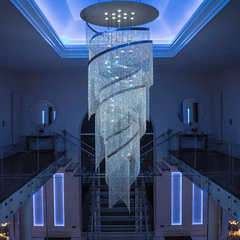Modern Long Spiral K9 Crystal Chandeliers Lights Fixture European Big Artistic Chandelier Home Stair Way Hall Lobby Droplights
Modern Long Spiral K9 Crystal Chandeliers Lights Fixture European Big Artistic Chandelier Home Stair Way Hall Lobby Droplights