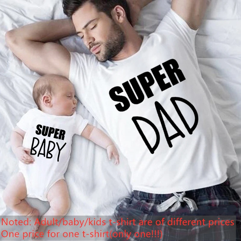 One Piece Family Matching T Shirt Baby Romper Super Dad and Baby Letter Pattern Clothes Father Outfits Family Matching Outfits
One Piece Family Matching T Shirt Baby Romper Super Dad and Baby Letter Pattern Clothes Father Outfits Family Matching Outfits