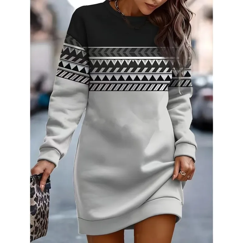 New Fashion Autumn Women Sweater Dress Vintage O-Neck Print Long Sleeve Solid Loose Elegant Top Skirts Pullover Sweater
New Fashion Autumn Women Sweater Dress Vintage O-Neck Print Long Sleeve Solid Loose Elegant Top Skirts Pullover Sweater