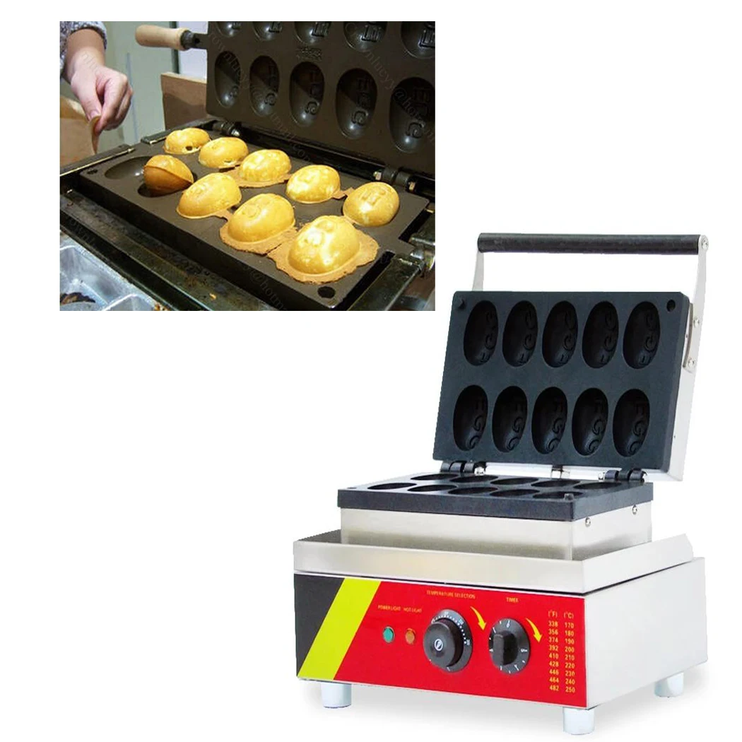 

Commercial 10 Pcs Egg Puff Waffle Electric Egg Shapes Waffle Cake Oven 220v/110v Bubble Waffle Makers Machine