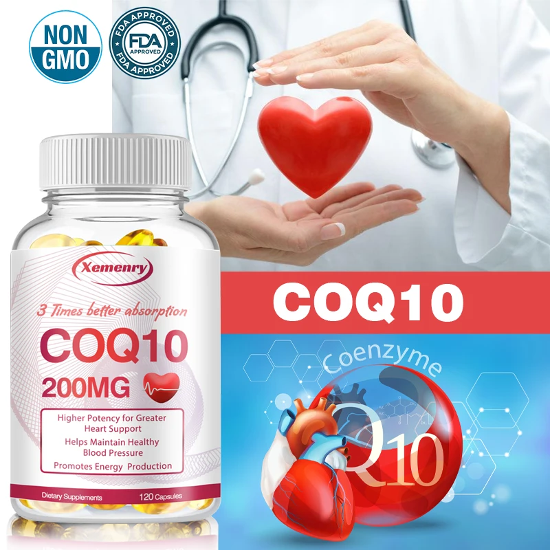 

Ксемены коэнзим Q10 капсулы, 200 мг каждый, для улучшения сердечно-сосудистого здоровья и здоровья сердца, обеспечивают энергию для поддержки здоровья суставов