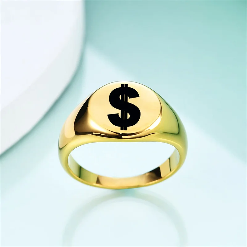 YW GAIRU Simple Round 18K Gold Dollar Crown Logo Titanium Steel Rings Vintage Fortune Good Luck Women's Signet Jewelry
YW GAIRU Simple Round 18K Gold Dollar Crown Logo Titanium Steel Rings Vintage Fortune Good Luck Women's Signet Jewelry