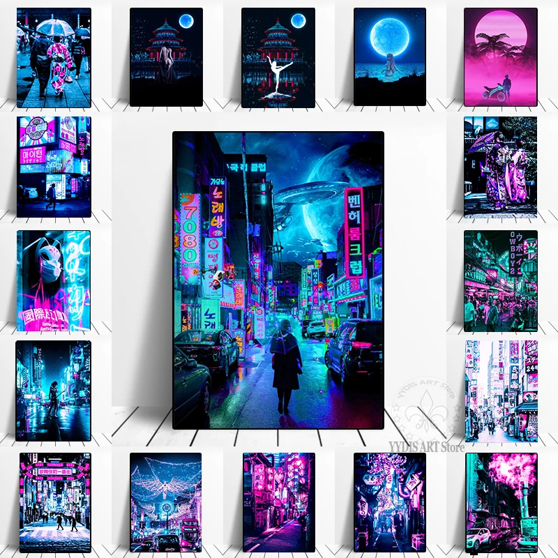 Modern City Neon Night Poster 80s Vaporwave Style Tokyo Painting Home Wall Art Decoration Kawaii Room Decor Canvas Print Picture
Modern City Neon Night Poster 80s Vaporwave Style Tokyo Painting Home Wall Art Decoration Kawaii Room Decor Canvas Print Picture