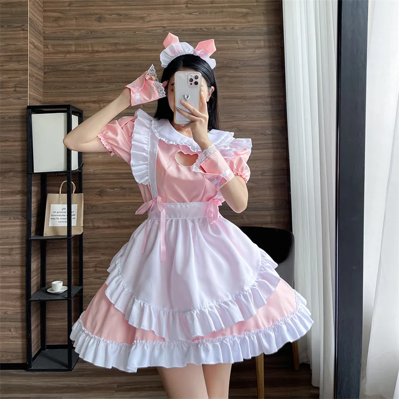 Pink Adult Maid Costume Cute Girl Lolita Cosplay Outfit Halloween Costumes Women Fancy Dress Apron with Headwear Kawaii Dress
Pink Adult Maid Costume Cute Girl Lolita Cosplay Outfit Halloween Costumes Women Fancy Dress Apron with Headwear Kawaii Dress