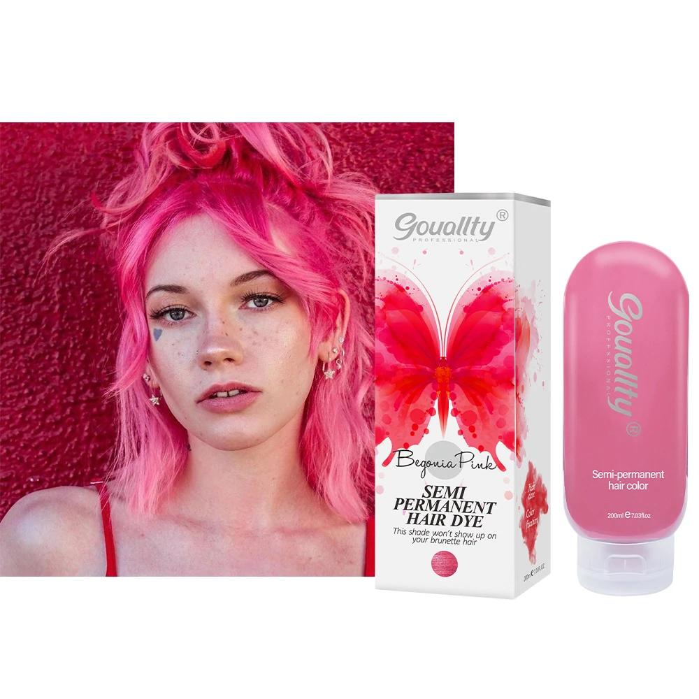 

Gouallty Semi-Permanent Color Depositing Conditioner with Shea Butter and Coconut Oil, Begonia Pink, Cruelty-Free and vegan
