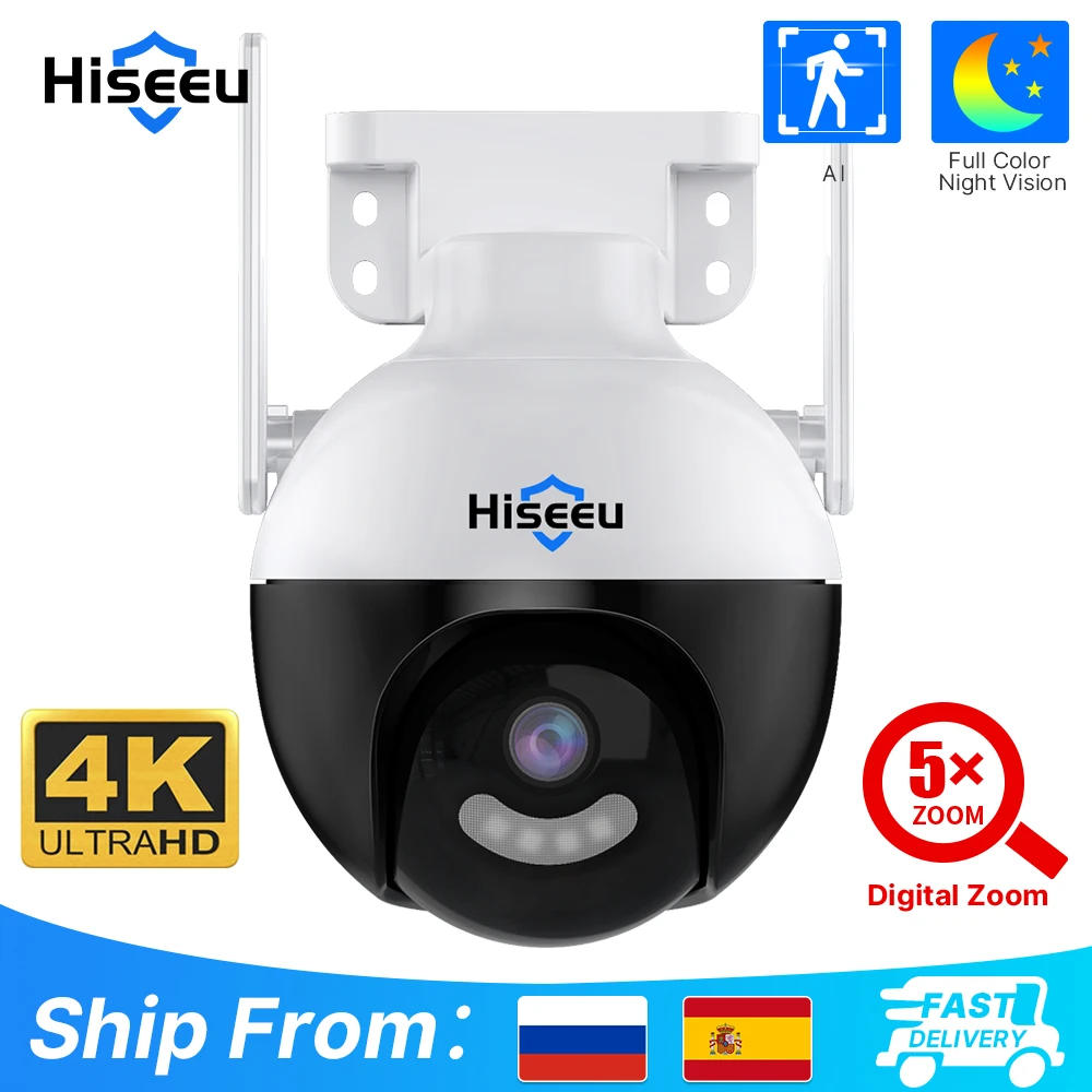 Hiseeu 4K 8MP WiFi PTZ IP Camera 5xZoom Human Detection Video Surveillance Outdoor Color Night Vision Security Protection Camera
Hiseeu 4K 8MP WiFi PTZ IP Camera 5xZoom Human Detection Video Surveillance Outdoor Color Night Vision Security Protection Camera