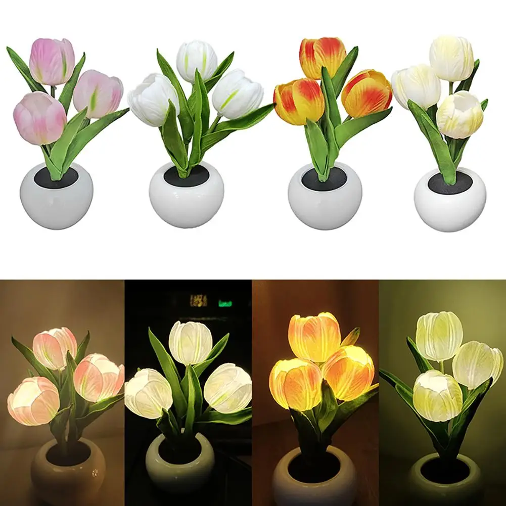 LED Simulation Tulip Night Light Flower Table Lamp Flowerpot Potted Plant Atmosphere Night Lamp Home Living Room Decor Gift
LED Simulation Tulip Night Light Flower Table Lamp Flowerpot Potted Plant Atmosphere Night Lamp Home Living Room Decor Gift