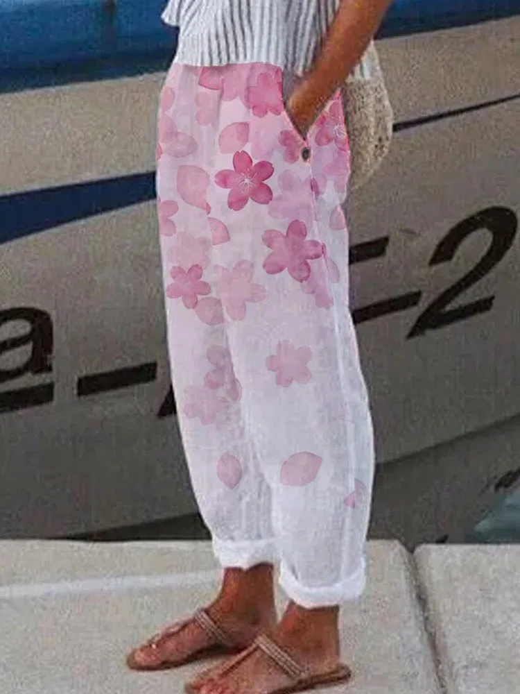 Women 2022 Vintage Floral Print Cotton Linen Pants Summer Casual Pockets Loose Long Sweatpants Mid Waist Beach Pants Streetwear
Women 2022 Vintage Floral Print Cotton Linen Pants Summer Casual Pockets Loose Long Sweatpants Mid Waist Beach Pants Streetwear