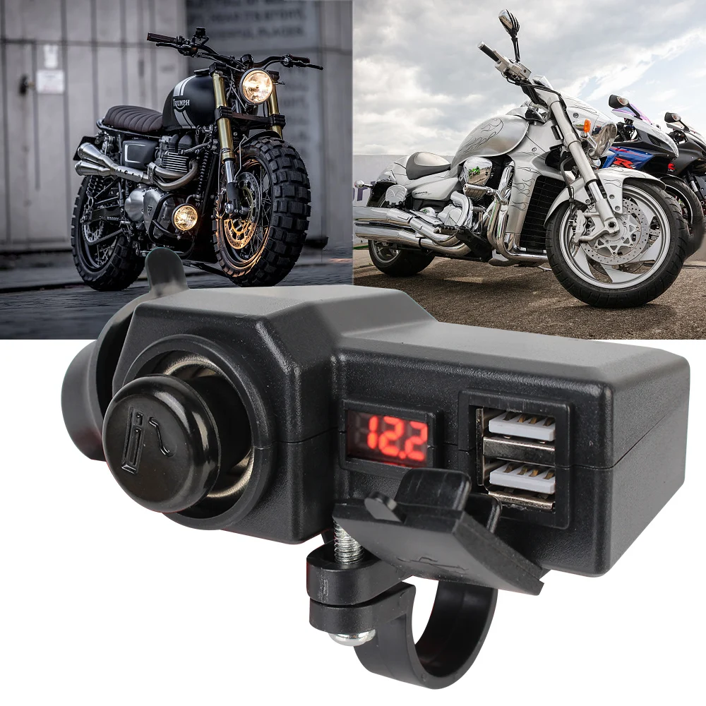 Digital Voltage Meter 3.4 A Quick Charge 3.0 10-24V Dual USB Socket with Cigarette Lighter ON/OFF Switch Motorcycle Charger
Digital Voltage Meter 3.4 A Quick Charge 3.0 10-24V Dual USB Socket with Cigarette Lighter ON/OFF Switch Motorcycle Charger