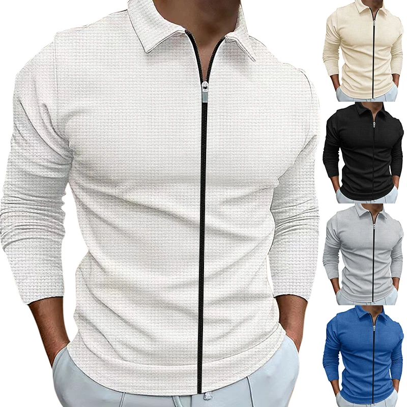 Spring and autumn 2023 new men's Sportswear, zippered long sleeved polo shirt+polyester fiber, solid checkered
Spring and autumn 2023 new men's Sportswear, zippered long sleeved polo shirt+polyester fiber, solid checkered