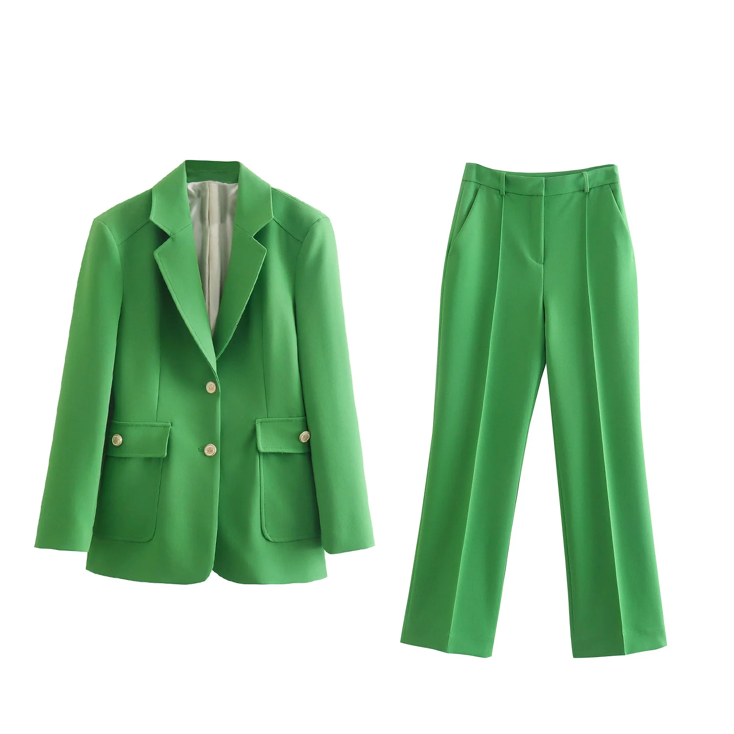 Spring 2022 Women Fashion Green Straight Two Piece Set Long Sleeve Single Breasted Blazer With High Waist Pants Veste Femme
Spring 2022 Women Fashion Green Straight Two Piece Set Long Sleeve Single Breasted Blazer With High Waist Pants Veste Femme