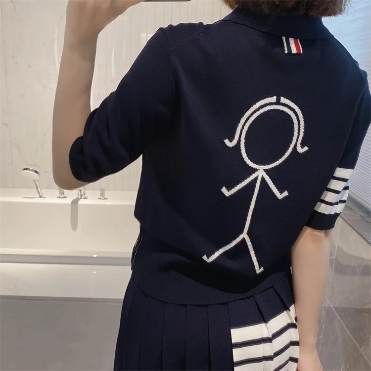 Summer college style TB back stickman polo lapel short-sleeved ice linen knitted slim fit T-shirt
Summer college style TB back stickman polo lapel short-sleeved ice linen knitted slim fit T-shirt