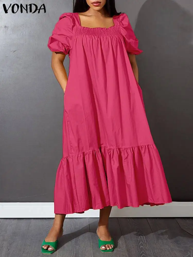 Women Summer Midi Dress VONDA 2022 Bohemian Short Sleeve Party Dress Casual Square Collar Plain Long Vestido Femininas
Women Summer Midi Dress VONDA 2022 Bohemian Short Sleeve Party Dress Casual Square Collar Plain Long Vestido Femininas