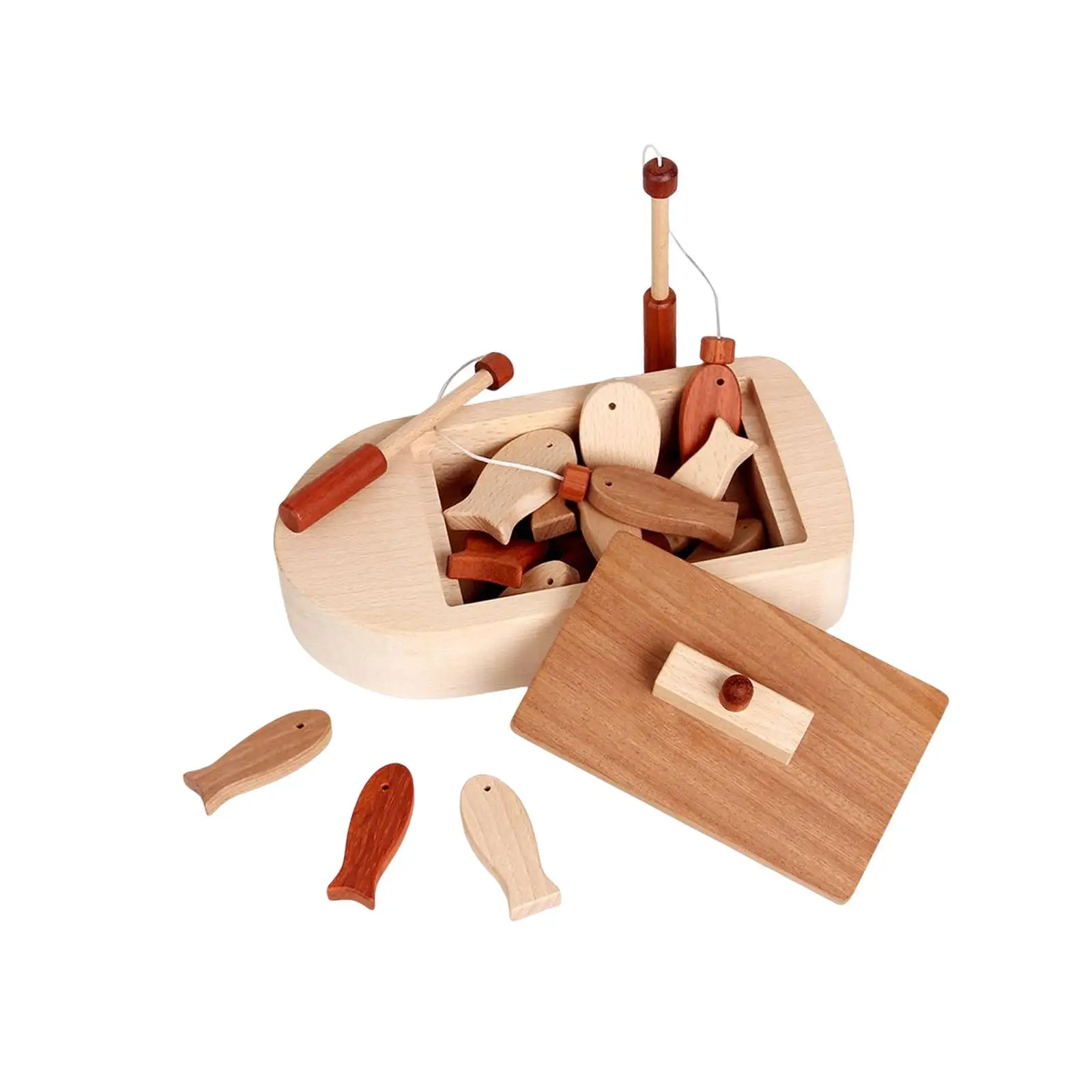 Wooden Fishing Game Play Set with Fishing Poles Fish Catching Enlightenment for Children
Wooden Fishing Game Play Set with Fishing Poles Fish Catching Enlightenment for Children