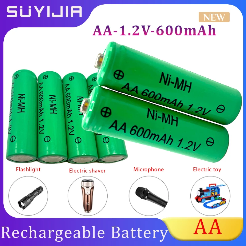 

New AA 1.2V Ni-MH Rechargeable Battery 600mAh for Camera Torch Remote MP3/MP4 Player Electric Shaver Emergency Backup Battery