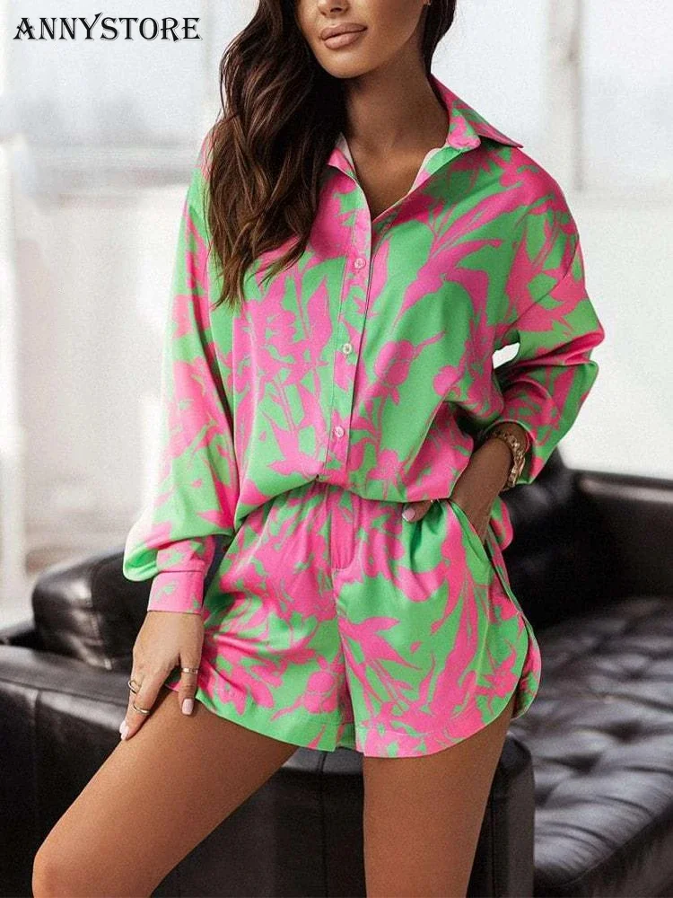 Print Shorts Suits Woman Vintage Long Sleeve Shirt And Short Pants Suit Two Piece Set Female Casual Outfit for Women Short Sets
Print Shorts Suits Woman Vintage Long Sleeve Shirt And Short Pants Suit Two Piece Set Female Casual Outfit for Women Short Sets