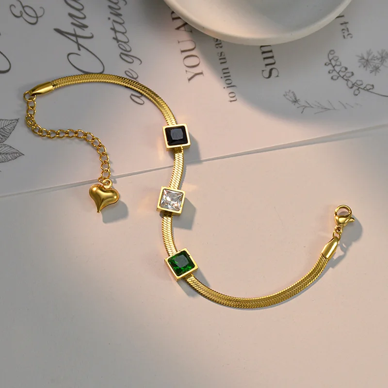 New Green White Black Crystal Stainless Steel Gold Bracelets Bangle for Women with Heart Charms Fashion Bracelets Jewelry Gift
New Green White Black Crystal Stainless Steel Gold Bracelets Bangle for Women with Heart Charms Fashion Bracelets Jewelry Gift