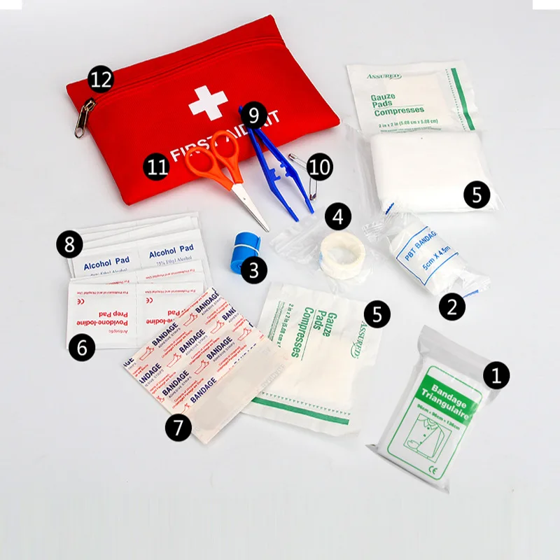 12Items Emergency Survival Kit Mini Family First Aid Kit Sport Travel kit Home Medical Bag Outdoor Car First Aid Kit
12Items Emergency Survival Kit Mini Family First Aid Kit Sport Travel kit Home Medical Bag Outdoor Car First Aid Kit