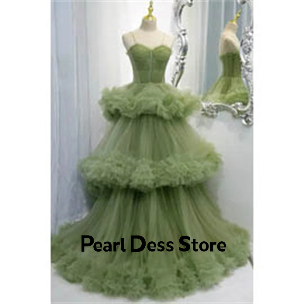 Green sheer ball dress with thin shoulder straps layered celebrity dress A-line wedding dress custom evening dress for special
Green sheer ball dress with thin shoulder straps layered celebrity dress A-line wedding dress custom evening dress for special