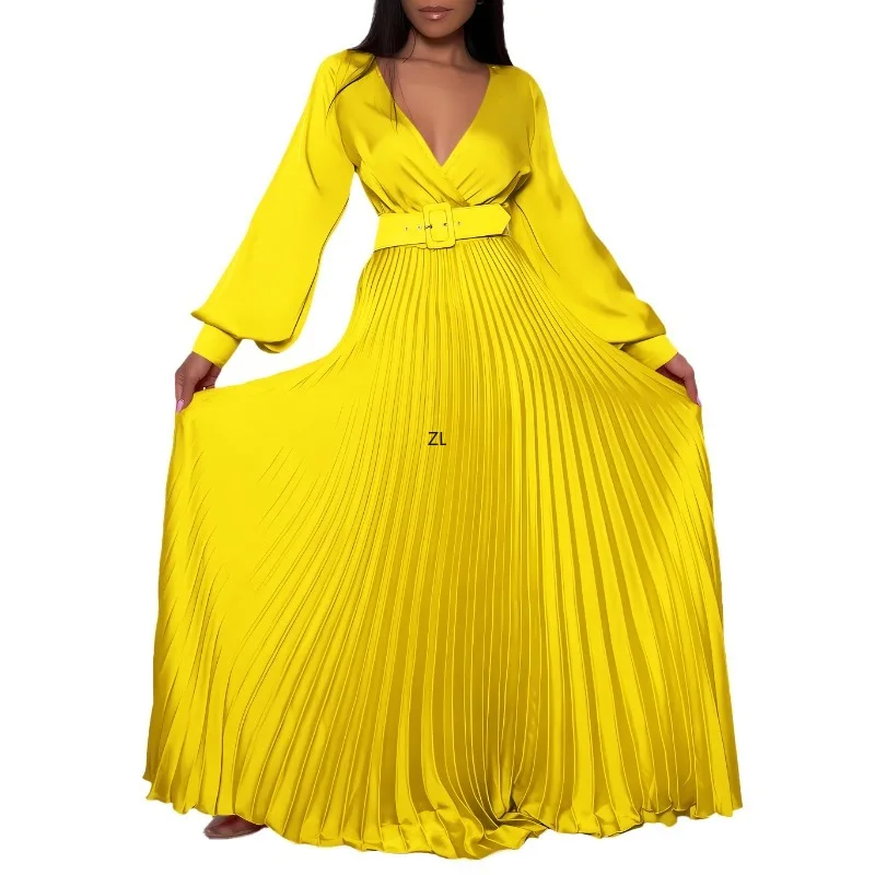 African Pleated Maxi Robe Femme V-neck Dresses for Women 2023 Autumn Long Sleeve Traditional Abaya Muslim Clothing With Belt
African Pleated Maxi Robe Femme V-neck Dresses for Women 2023 Autumn Long Sleeve Traditional Abaya Muslim Clothing With Belt