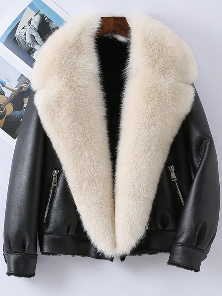 Женское короткое пальто высокого качества из натурального меха ягненка с отстрочкой из лисьего меха и большим меховым воротником, новинка зимы 2023
Женское короткое пальто высокого качества из натурального меха ягненка с отстрочкой из лисьего меха и большим меховым воротником, новинка зимы 2023