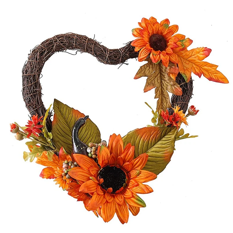 Artificial Fall Wreath For Front Door Porch, Autumn Wreath With Heart Shaped Sunflower Pumpkin Gourd Maple Leaves
Artificial Fall Wreath For Front Door Porch, Autumn Wreath With Heart Shaped Sunflower Pumpkin Gourd Maple Leaves