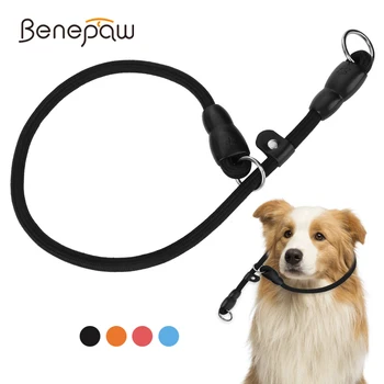 Benepaw Adjustable Slip Dog Collar Sturdy Safe No Pull Round Nylon Choke Rope Pet Collar For Small Medium Large Dog Training
