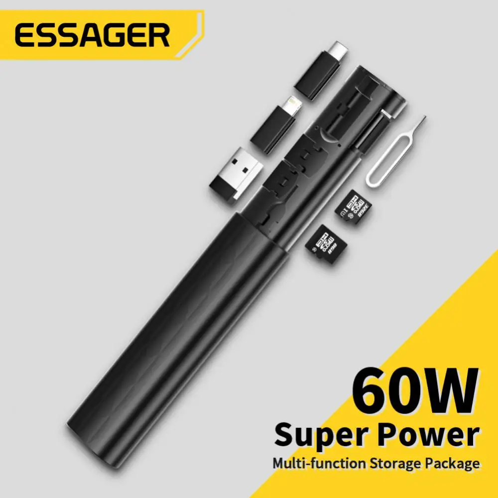 Essager Portable Data Cable Storage Box 60W Multi-functional Fast Charging Data Cable Set Organizers Travel Phone Charger Kit
Essager Portable Data Cable Storage Box 60W Multi-functional Fast Charging Data Cable Set Organizers Travel Phone Charger Kit