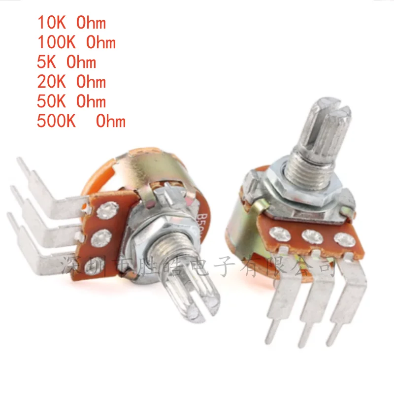 

(5 шт.) Новинка WH148 15 мм вал 3Pin гайки шайбы B5K B10K B20K B50K B100K B500K линейный потенциометр гибкие ножки с переключателем