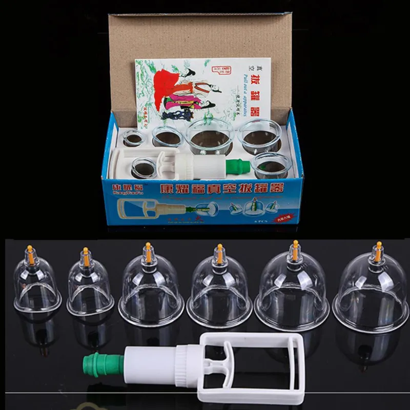 

6pcs Vacuum Cupping Set Chinese Medical Cupping Cups Cans Suction Cup Therapy Back Body Detox Massage Anti Cellulite Massager