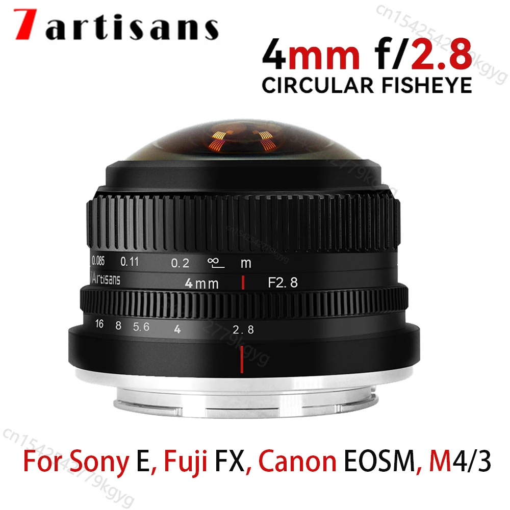 

Объектив 7artisans 4 мм F2.8 APS-C 225 ° круглый рыбий глаз MF для Sony E Fuji Fx Micro M4/3 Canon