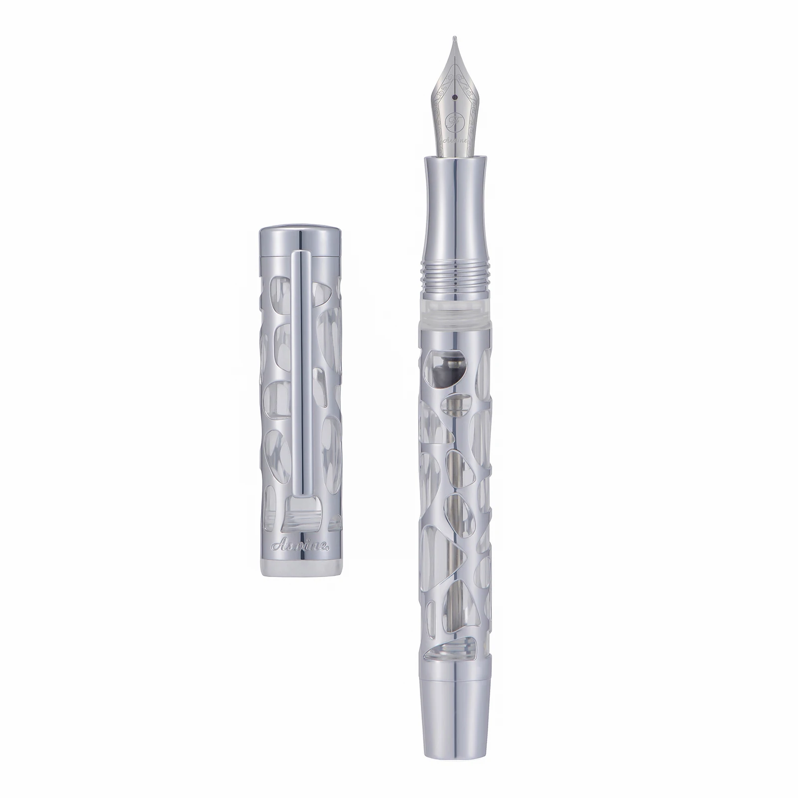 Asvine V169 Vacuum Filling Silver Fountain Pen Transparent Acrylic Metal EF/F 0.38mm/0.5mm Hollow Carved with Box Writing Set
Asvine V169 Vacuum Filling Silver Fountain Pen Transparent Acrylic Metal EF/F 0.38mm/0.5mm Hollow Carved with Box Writing Set