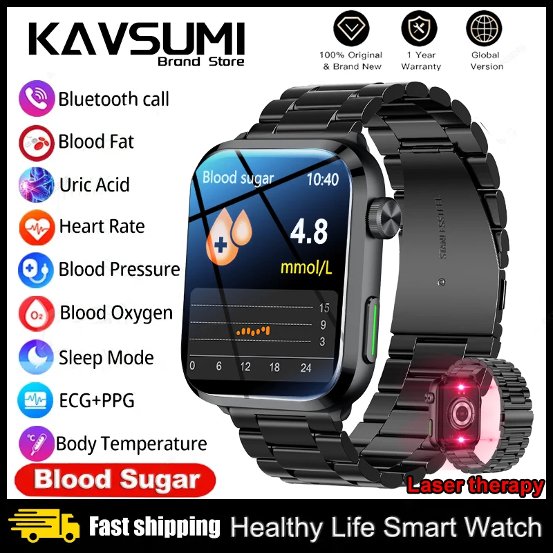 New Non-invasive Blood Glucose Bluetooth Call Smartwatch Sapphire Glass Men Full Touch Screen Sport ECG+PPG Smart Watches Clock
New Non-invasive Blood Glucose Bluetooth Call Smartwatch Sapphire Glass Men Full Touch Screen Sport ECG+PPG Smart Watches Clock
