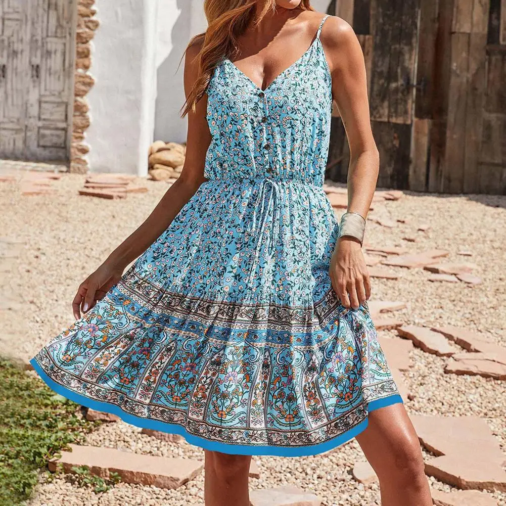 Summer Dress Sexy V Neck Elastic Waist Floral Print Pullover Slip Dress Sleeveless Beach Party Casual Dress Women Clothing 2022
Summer Dress Sexy V Neck Elastic Waist Floral Print Pullover Slip Dress Sleeveless Beach Party Casual Dress Women Clothing 2022