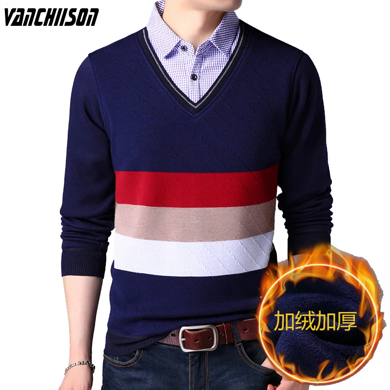 Autumn Winter Clothing Jumper Men Fleeced Warm Sweater Pullover Contrast 2-1 Tops for Young Male Stripes Turndown Collar 0019583
Autumn Winter Clothing Jumper Men Fleeced Warm Sweater Pullover Contrast 2-1 Tops for Young Male Stripes Turndown Collar 0019583