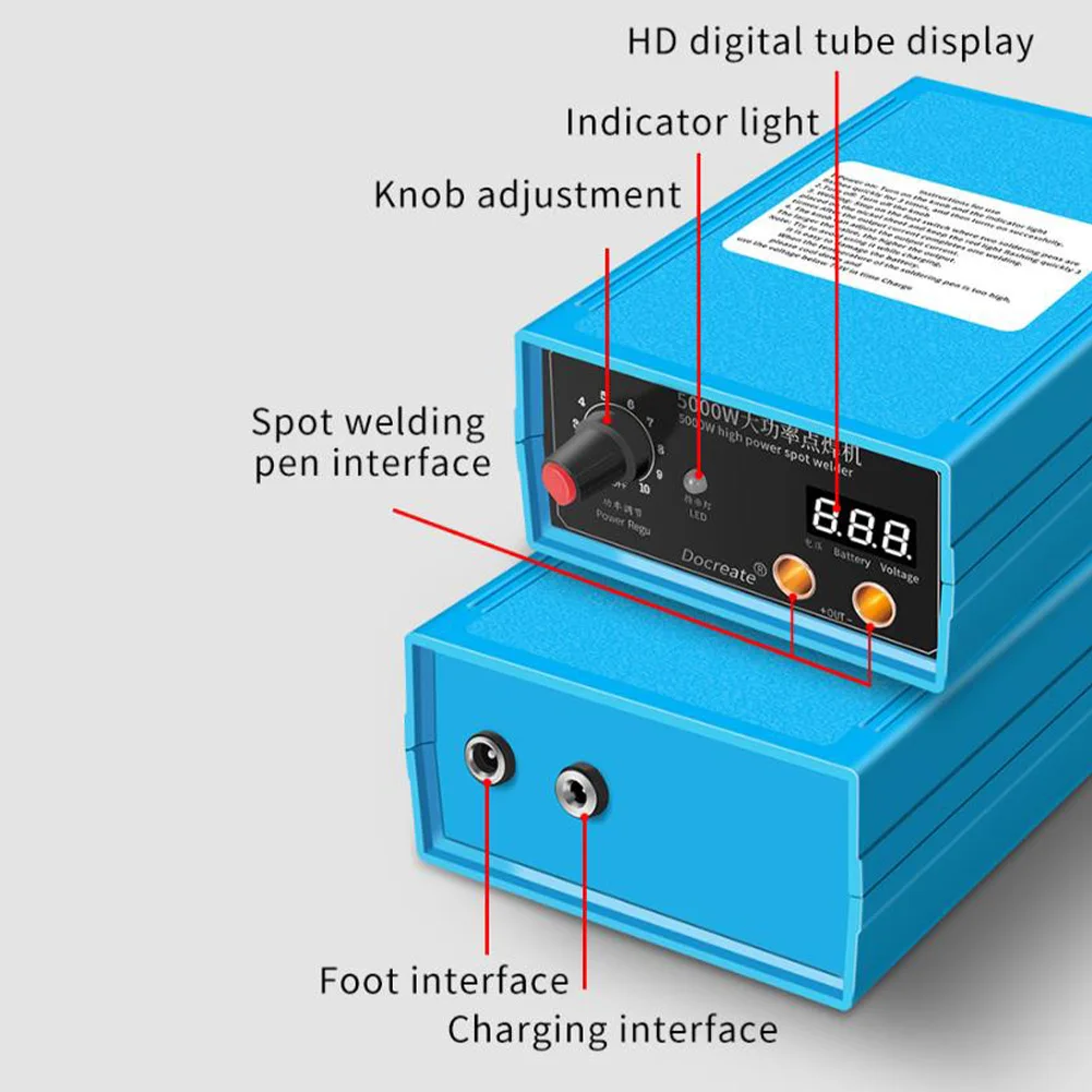 5000W High Power Spot Welding Machine 10 Gear 0.1-0.15mm Nickel Strip 18650 Battery Spot Welding Equipment Accessories
5000W High Power Spot Welding Machine 10 Gear 0.1-0.15mm Nickel Strip 18650 Battery Spot Welding Equipment Accessories