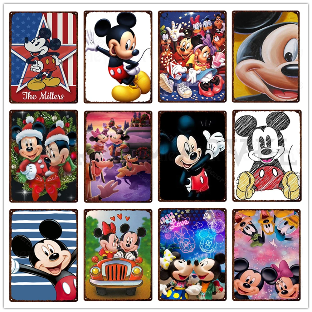 Disney Tin Sign Mickey Mouse Metal Sign Minnie Mouse Tin Plaque Classic Cartoon Movie Wall Sticker Tinplate for Kids Room Decor
Disney Tin Sign Mickey Mouse Metal Sign Minnie Mouse Tin Plaque Classic Cartoon Movie Wall Sticker Tinplate for Kids Room Decor