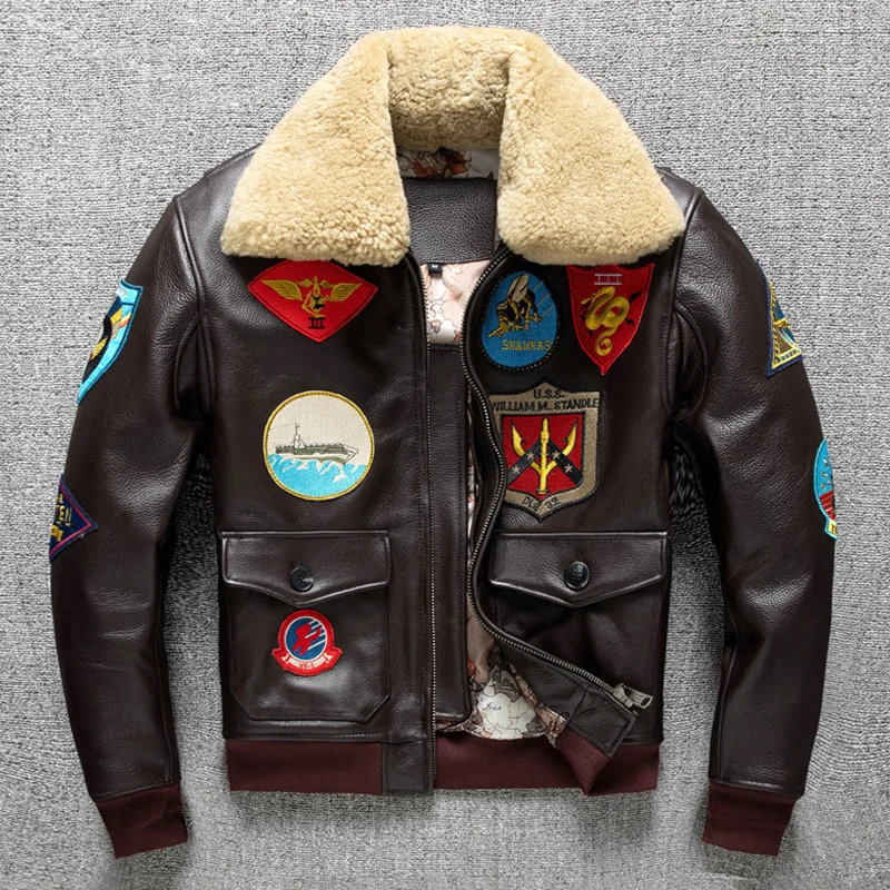 Quality Men's High Genuine Cow Leather Jacket G1 Pattern Pilot Vintage Air Force Jackets Warm Fur Collar Coat Top Gun Same Style
Quality Men's High Genuine Cow Leather Jacket G1 Pattern Pilot Vintage Air Force Jackets Warm Fur Collar Coat Top Gun Same Style