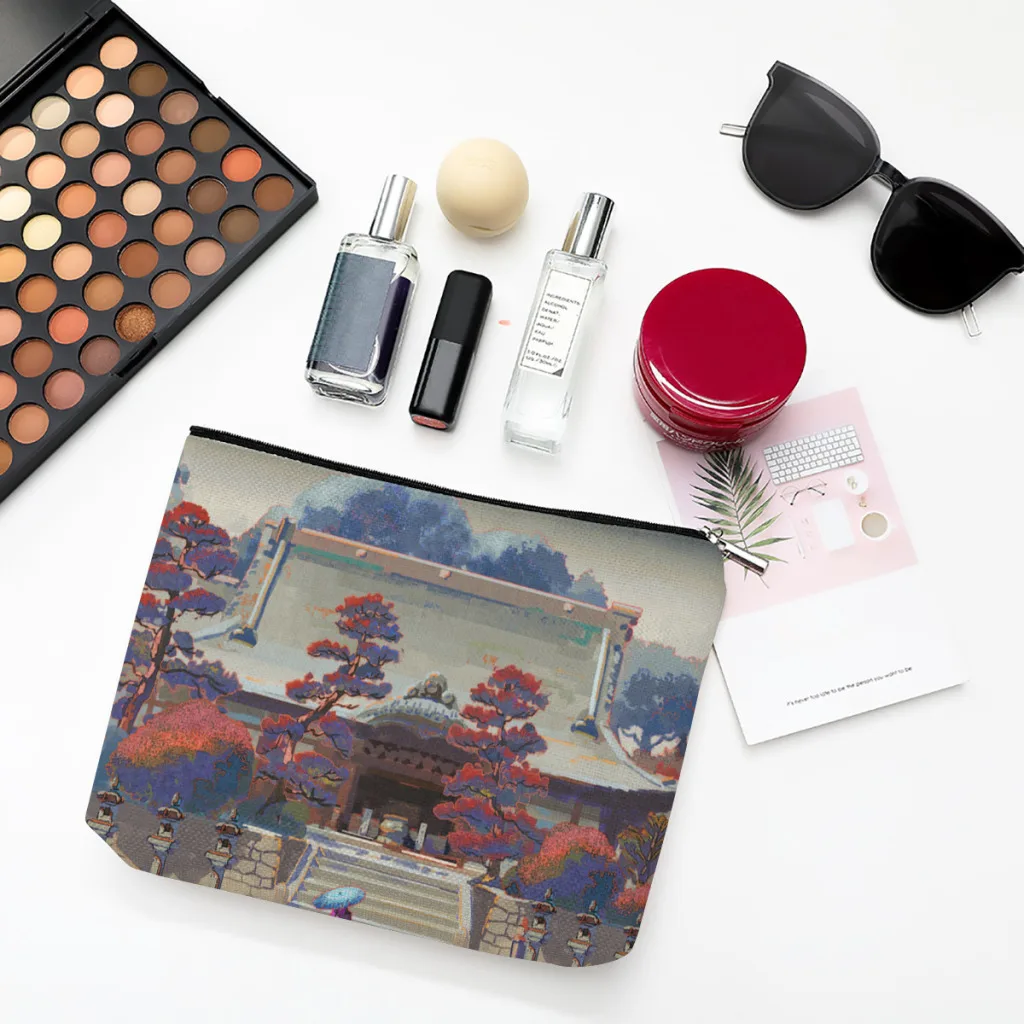 Japanese Temple Linen Women Cosmetic Bag Illustration Makeup Pouch Lady Tote Purse Travel Organizer Case
Japanese Temple Linen Women Cosmetic Bag Illustration Makeup Pouch Lady Tote Purse Travel Organizer Case