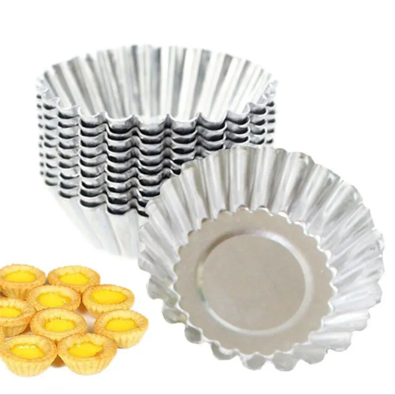 

1/5pcs Reusable Silver Stainless Steel Cupcake Egg Tart Mold Cookie Pudding Mould Nonstick Cake Egg Baking Mold Pastry Tools