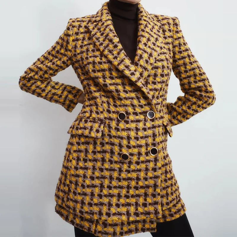 Autumn and Winter 2022 New Texture Double breasted Suit Coat Casual Temperament Retro Plaid Coat Fashion Versatile Coat Women
Autumn and Winter 2022 New Texture Double breasted Suit Coat Casual Temperament Retro Plaid Coat Fashion Versatile Coat Women