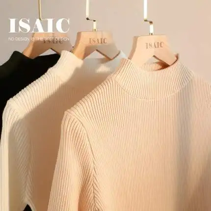 Knitted bottomed sweater for women in autumn and winter, half high collar, slim fit, medium collar, long sleeve, double collar,
Knitted bottomed sweater for women in autumn and winter, half high collar, slim fit, medium collar, long sleeve, double collar,