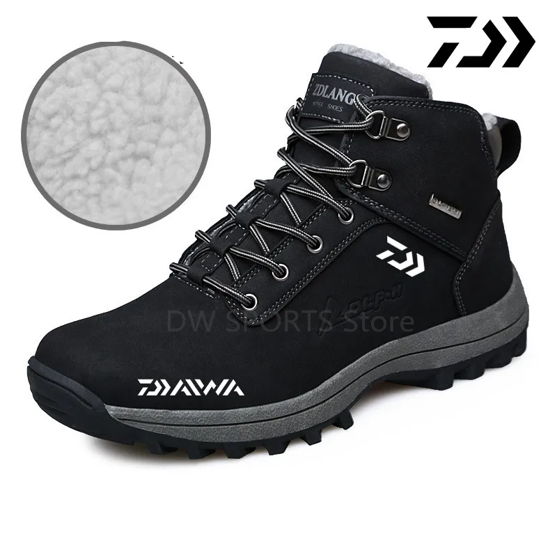 

2023 NEW Daiwa Winter Casual Fishing Waterproof Shoes Men Boots Camping Climbing Anti-Slip Plush Gao Bang Fishing Shoes