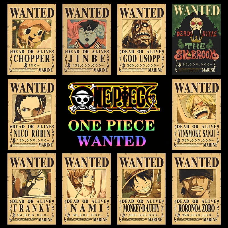 10pcs/set Anime One Piece WANTED Retro Poster Luffy Roronoa Zoro Nami Vintage Kids Bedroom Wall Paper Decoration Pirate Stickers
10pcs/set Anime One Piece WANTED Retro Poster Luffy Roronoa Zoro Nami Vintage Kids Bedroom Wall Paper Decoration Pirate Stickers
