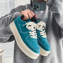2023 Sports Casual Shoes Men Thick Bottom Lace Up Sneakers Cow Suede Leather Skateboard Shoes Trend Retro Designer Sneakers Male