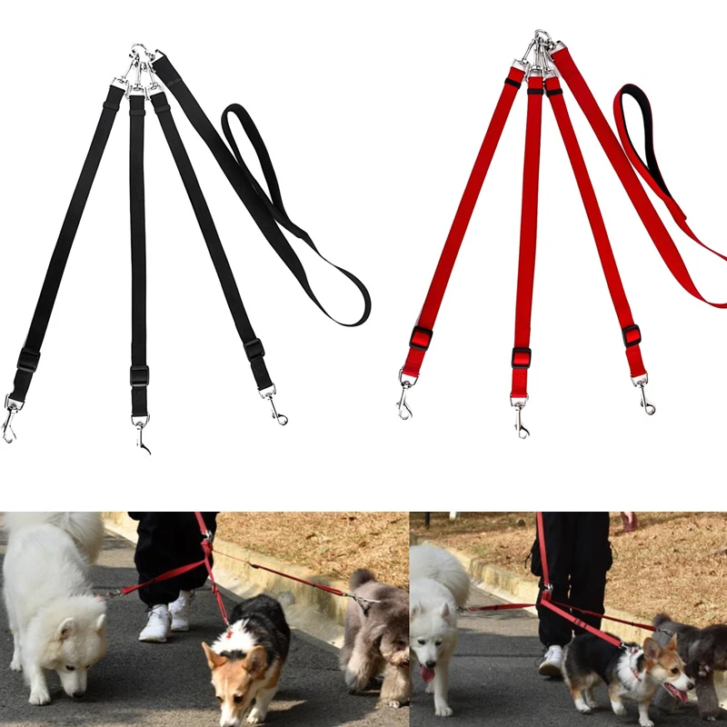 

Good Quality Home Pet Belt 3 In 1 Dog Leashes For Multiple Dogs Adjustable Detachable Nylon Dog Leash With Padded Handle